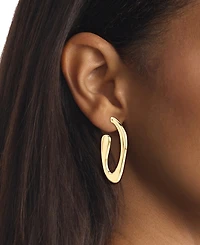 Calvin Klein Medium Pave Sculpted Elongated Hoop Earrings