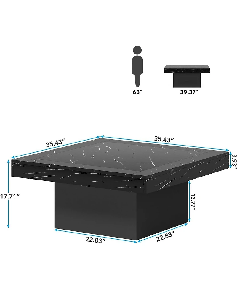 Tribesigns Coffee Table Square Led Coffee Table Engineered Wood Low Coffee Table for Living Room