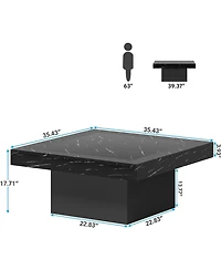 Tribesigns Coffee Table Square Led Coffee Table Engineered Wood Low Coffee Table for Living Room