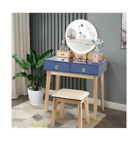 Sugift Makeup Vanity Table Set with Touch Screen Dimming Mirror and 3 Color Lighting Modes