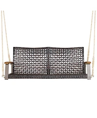 Sugift 2-Person Rattan Hanging Porch Swing Chair