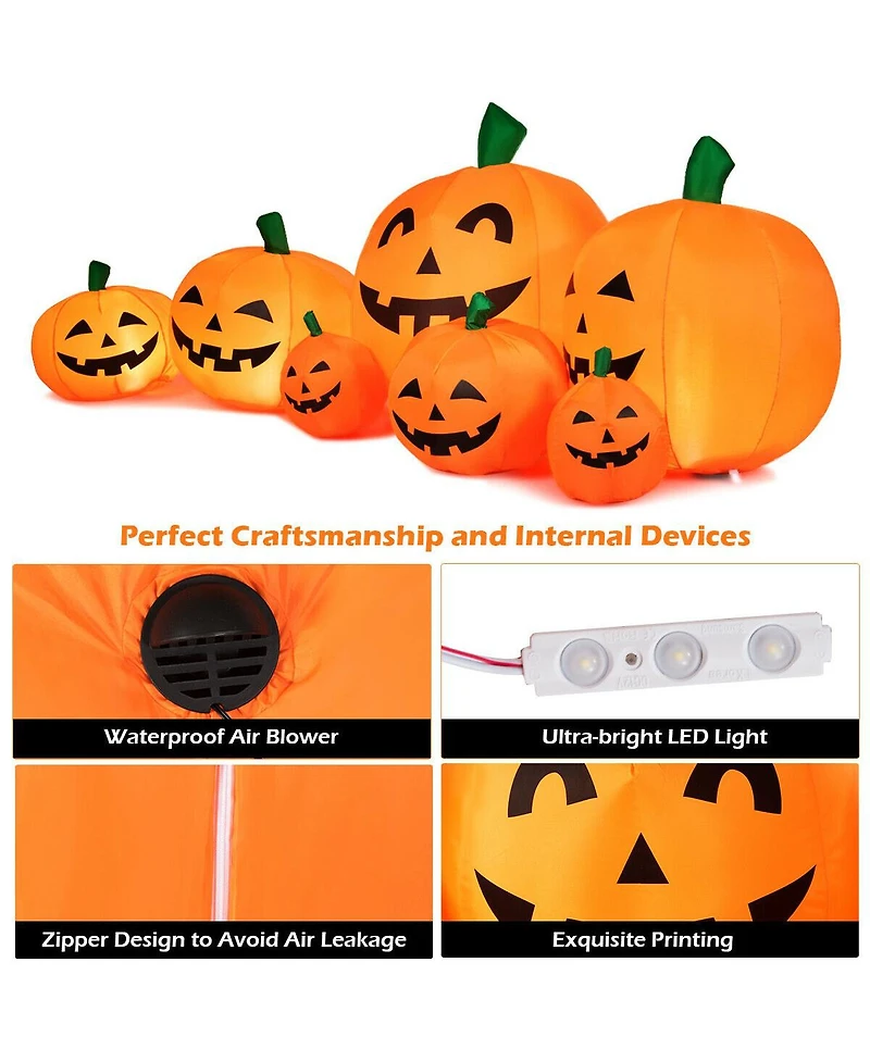 Givimo 7.5 Feet Halloween Inflatable 7 Pumpkins Patch with Led Lights