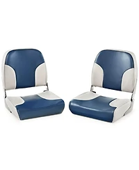 Skonyon 2 Pieces Low Back Boat Seat Set with Sponge Padding and Aluminum Hinges