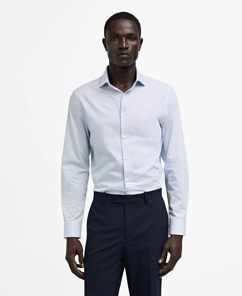 Mango Men's Twill Pinstripe Dress Shirt