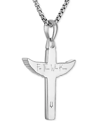Bulova Marc Anthony Men's Black Diamond Angel Wing Pendant Necklace (1/2 ct. t.w.) in Sterling Silver-Plate, 24" + 2" extender, BVP1050-wsaa