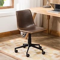 Simplie Fun Faux Leather 360 Swivel Air Lift Office Chair, Antique Brown