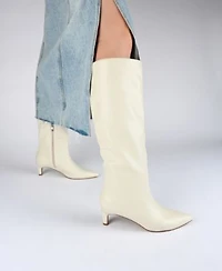 Journee Collection Womens Tullip Kitten Heel Pointed Toe Regular Wide Calf Extra Wide Calf Knee High Dress Boots