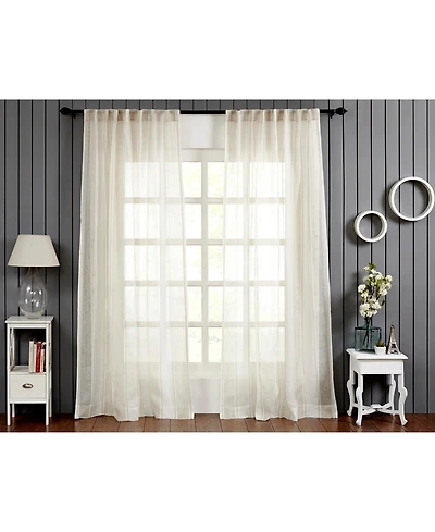 Ihi Home Lurex Linen Sheer Curtain Panel - Rod Pocket and Hidden Back Tabs