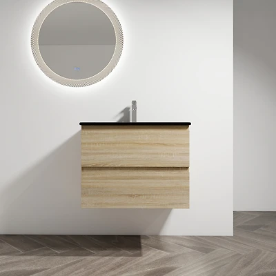 Streamdale 30" Wood Grain Vanity with Black Ceramic Sink & Soft-Close Drawers