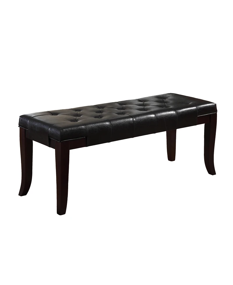 Streamdale Tufted Bench, Faux Leather, Espresso