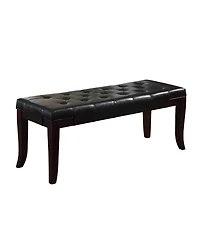 Streamdale Tufted Bench, Faux Leather, Espresso