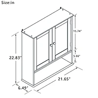 Bathroom Wall Cabinet With Double Mirror Doors And Shelves