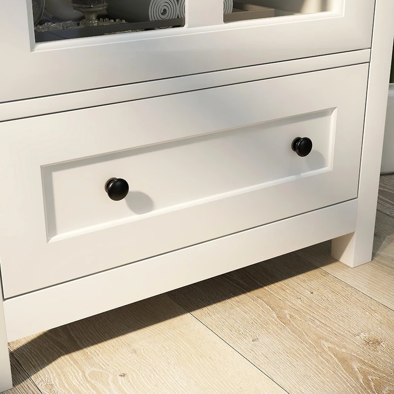 Streamdale Buffet Storage Cabinet With Single Glass Doors And Unique Bell Handle