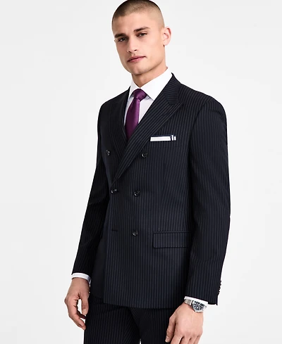 Alfani Men's Slim-Fit Pinstripe Double-Breasted Suit Jacket, Created for Macy's