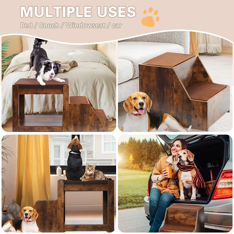 Streamdale Furniture Multi-Level Pet Bed with Removable Step and Cushion