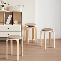 Streamdale Set of 4 Stackable Wood Stools for Dining, Kitchen, Classroom (Coffee)