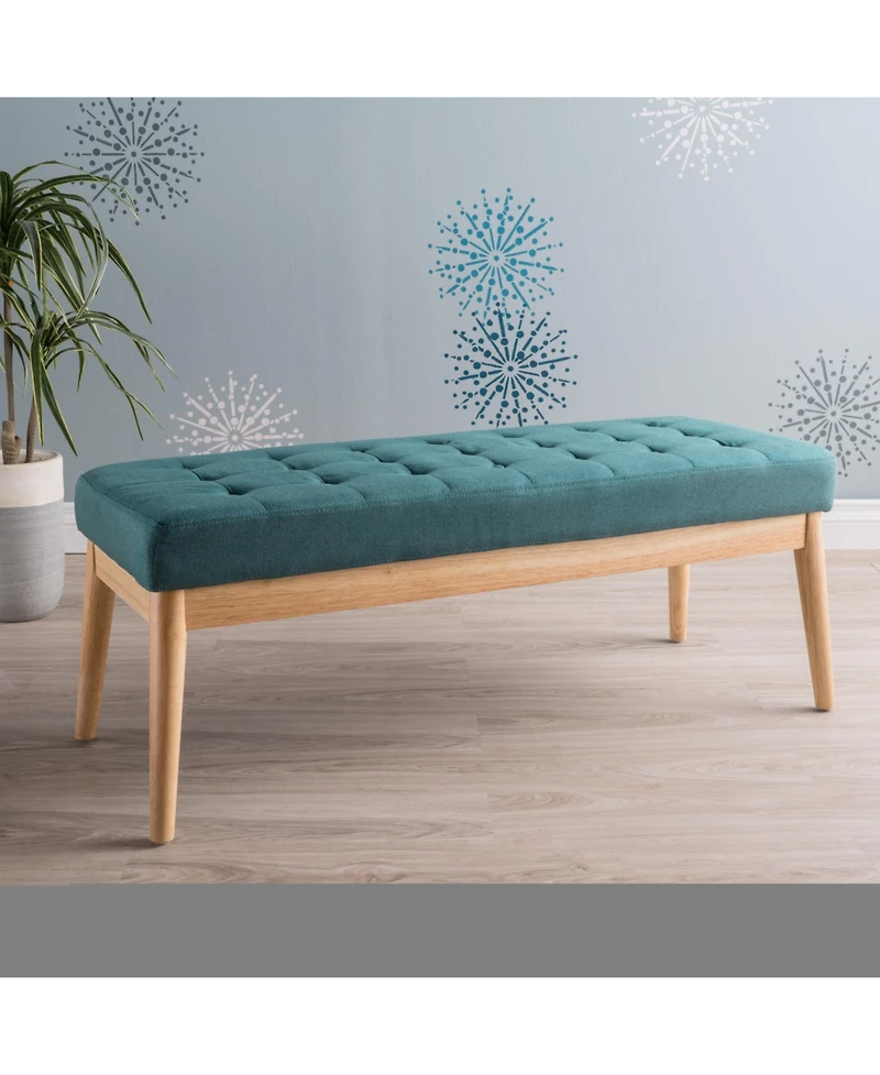 Streamdale Furniture Mid-Century Modern Upholstered Bench with Button-Tufting