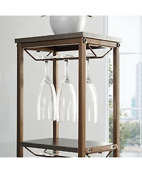 Streamdale 5-Tier Wine Rack with Hanging Glass Holder and Storage Shelves