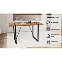 Streamdale Industrial Dark Wood Dining Table for 4-6, Mdf Top, Metal Legs