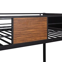 Simplie Fun Twin-Over-Twin Bunk Bed Modern Style Steel Frame Bunk Bed With Safety Rail, Built-In Ladder