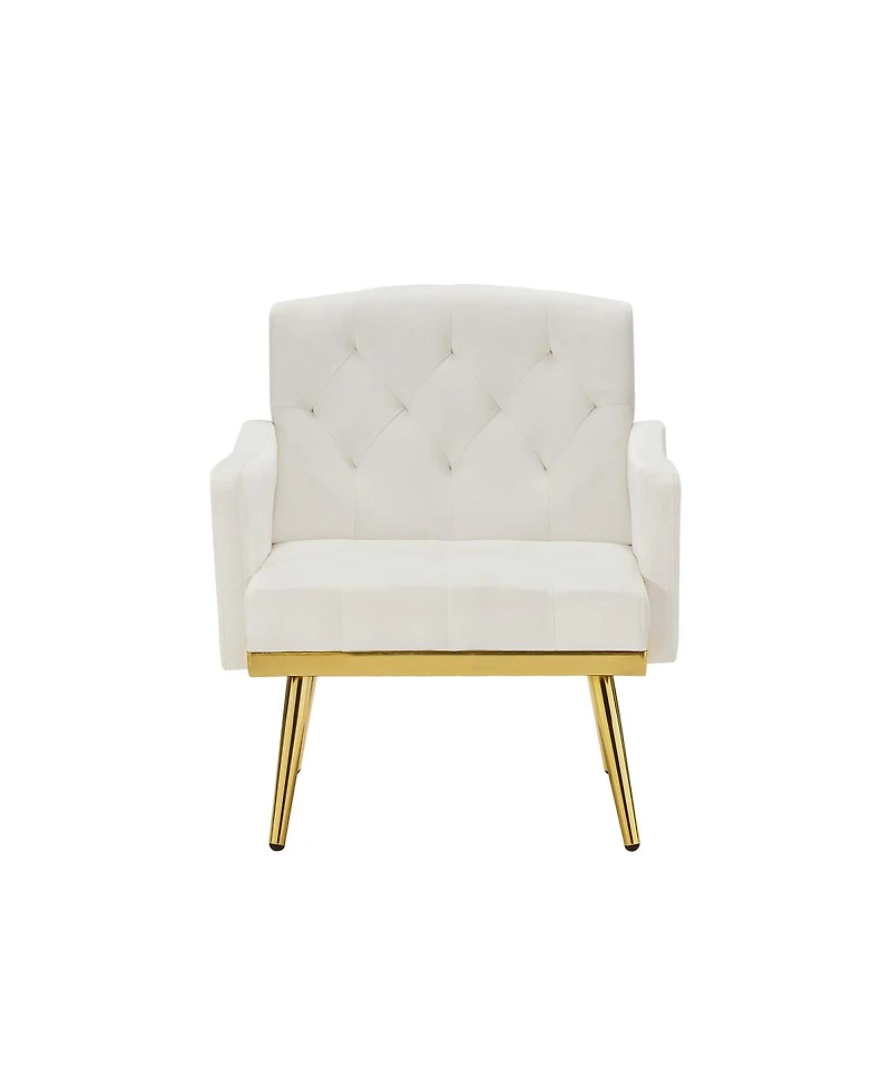 Streamdale Furniture Cream Velvet Armchair With Metal Legs