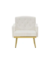Streamdale Furniture Cream Velvet Armchair With Metal Legs