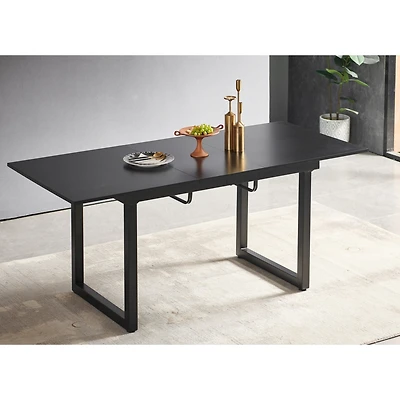 Streamdale Furniture Black Extendable Dining Table, Space-Saving Kitchen Table (70.86" x 31.5" x 29.5")
