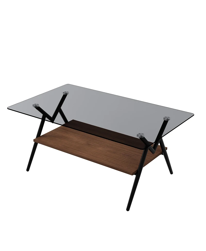 Modern Glass Coffee Table with Mdf Shelf