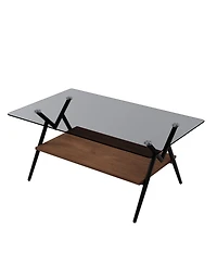 Modern Glass Coffee Table with Mdf Shelf