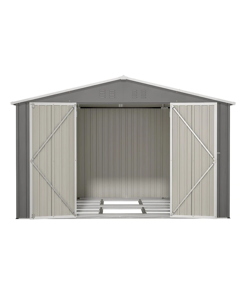Streamdale 10x8FT All-Weather Metal Storage Shed with Lockable Doors