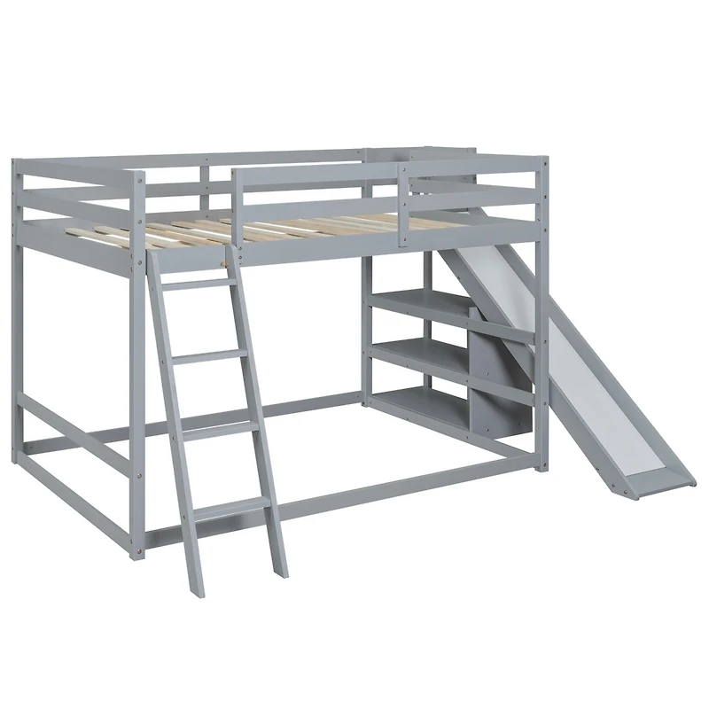 Streamdale Full Over Bunk Bed With Ladder, Slide And Shelves