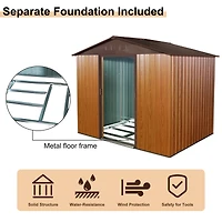 8FT x 6FT Outdoor Metal Storage Shed with Floor Base
