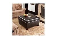 Streamdale Richmond Faux Leather Storage Ottoman with Rosewood Legs