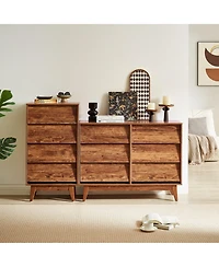 Streamdale Furniture Vintage-Style 6 Drawer Double Dresser with Bevel Design