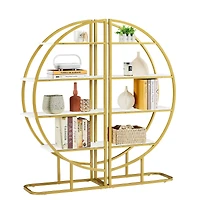 Streamdale Furniture 4 Tiers Home Office Open Bookshelf, Round Shaped, Different Placement Ways, Mdf Board, Metal Frame