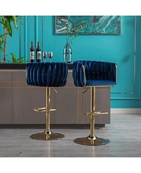 Streamdale Furniture Set Of 2 Bar Stools, With Chrome Footrest And Base Swivel Height Adjustable Mechanical Lifting