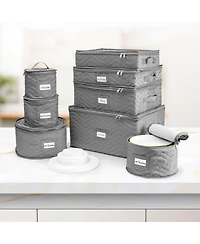 Sorbus 8 Piece Quilted China Dinnerware Storage Cases - for Dinnerware, Mugs, Cups (Gray)