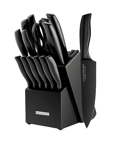 15 Piece Stainless Steel Knife Set with Block and Sharpener
