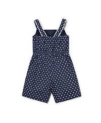 Hope & Henry Little Girls Scallop Trim Button Front Linen Romper