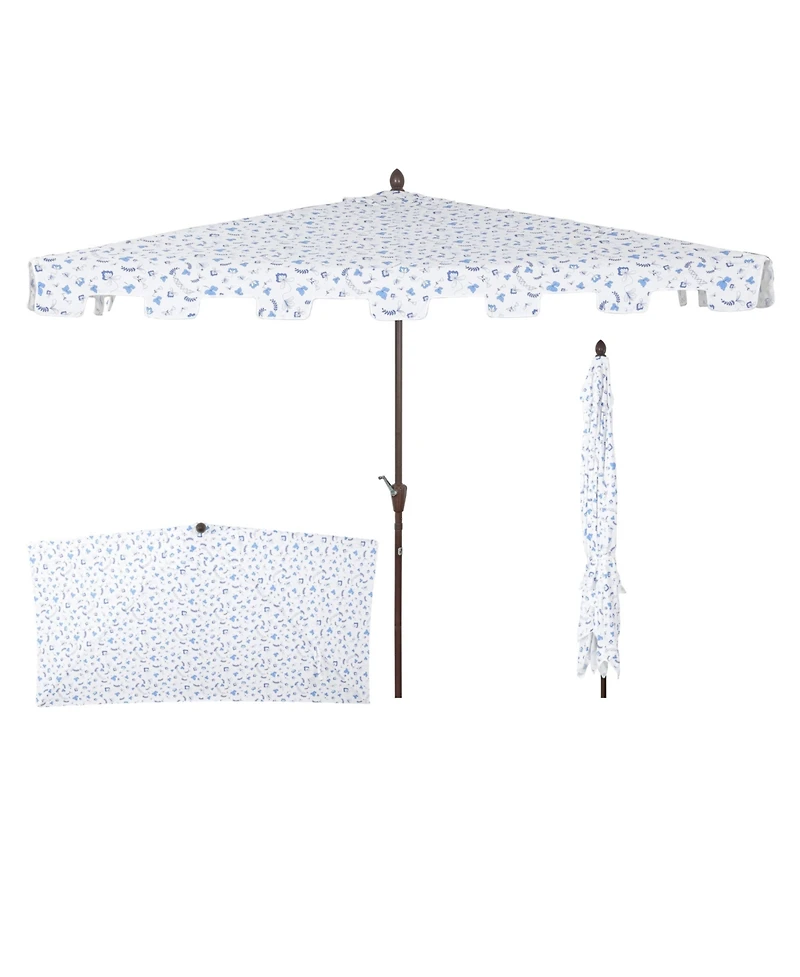 Jonathan Y 9ft Rectangular Half Market Patio Umbrella Crank, Wind Vent Uv Protection