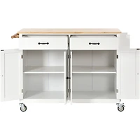 Streamdale Solid Wood Top Kitchen Island Cart with Storage & Towel Rack