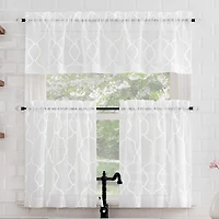 Allerton Embroidered Trellis Semi-Sheer Rod Pocket Kitchen Curtain Valance