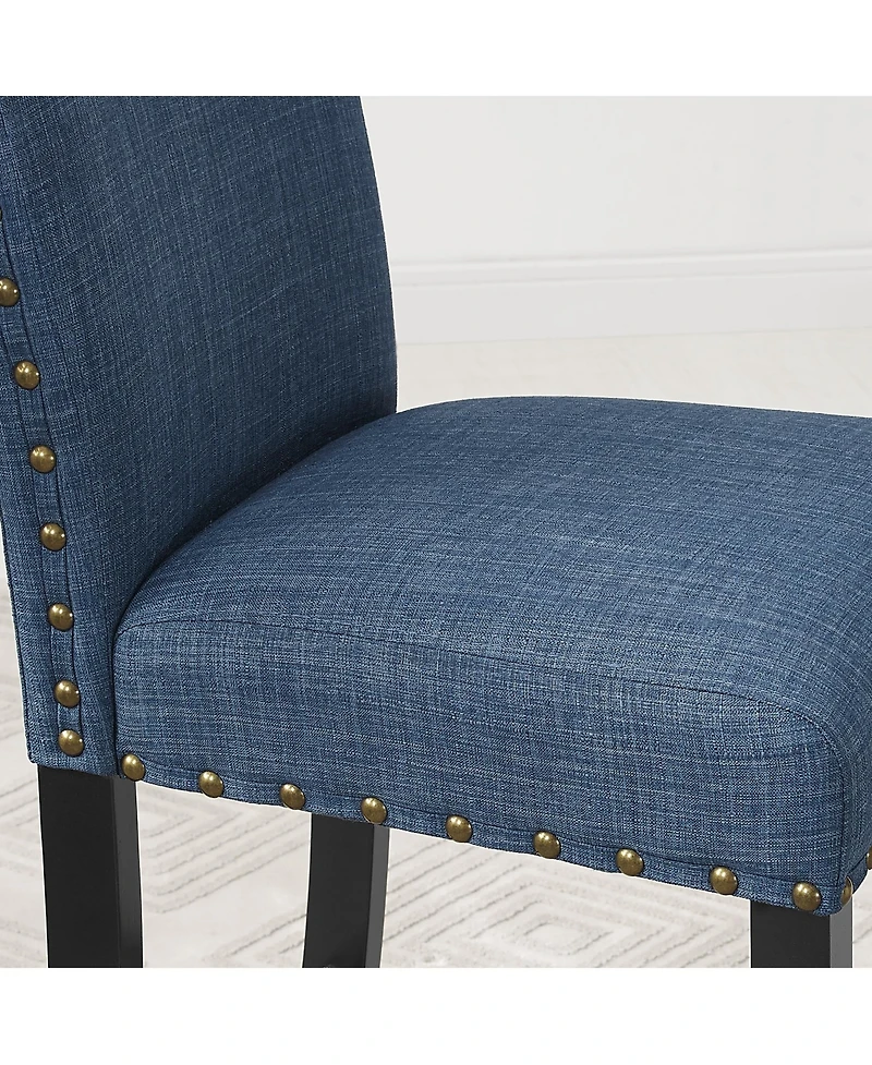 Streamdale Furniture Fabric Dining Chairs with Nailhead Trim, Set of 2, Blue