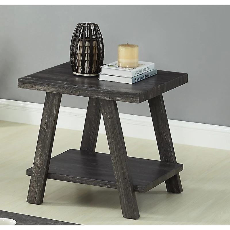 Streamdale Furniture Replicated Wood Shelf End Table in Charcoal Finish