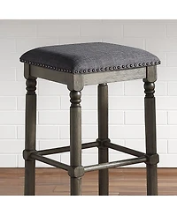 Streamdale Furniture Wood Upholstered Swivel Counter Height Stool, Set of 2, Grey