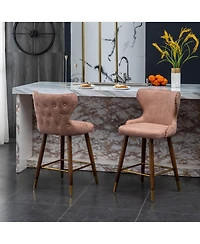 Streamdale Furniture Mid-Century Suede-Like Counter Height Stools with Wing-Back Seat and Nailhead Trim