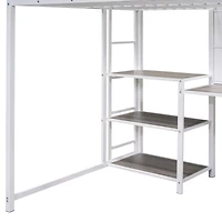 Streamdale Metal Loft Bed with Desk, Shelves & Ladder