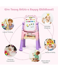 Skonyon Height Adjustable Kids Art Easel Magnetic Double-Sided Board