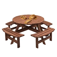 Streamdale Furniture 8 Person Wooden Picnic Table with Built-In Benches