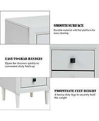 Sugift 2 Pieces Multipurpose Retro Nightstand Set with 2 Drawers